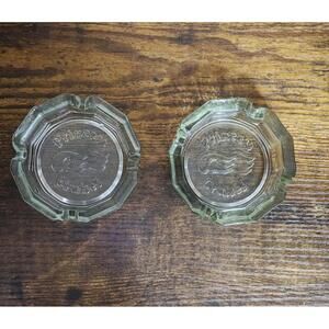 1970s Set of Two Princess Cruises clear Glass Ashtrays
